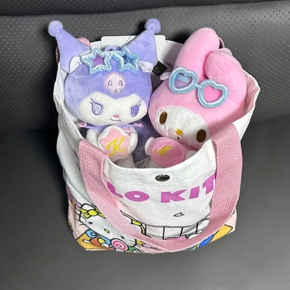 Hello Kitty Colorful Graphic Tote Kitty On A Picnic - Picture 3 of 5